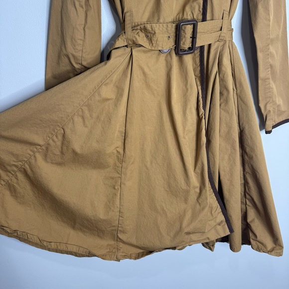Anthropologie ett:twa Marley Belted Trench Coat Tan Brown Trim Pockets Size 0 - Picture 7 of 12
